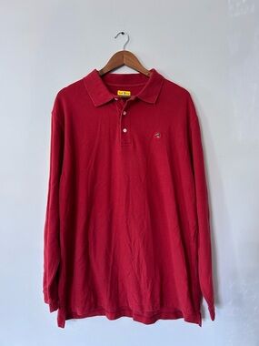 Vintage 90s Men's Duck Head Long Sleeve Polo Rugby Shirt Size XL Red
